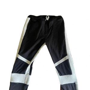 vintage y2k ecuadorian black and white cotton embellished joggers sz large